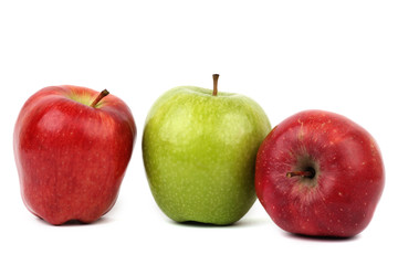 red and green apple diet on white ground   