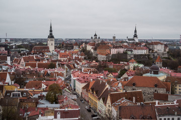 Fototapeta premium aerial view of old town tallinn estonia