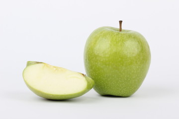 red and green apple diet on white ground   