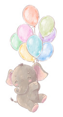 Schattige babyolifant met ballon
