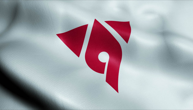 3D Waving Japan City Flag of Hadano Closeup View