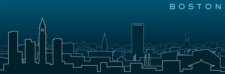 Boston Multiple Lines Skyline and Landmarks