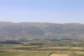 rural landscape with a village