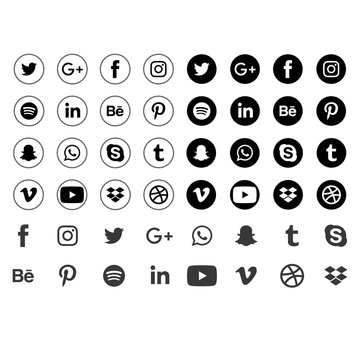 Facebook, twitter, instagram, youtube, linkedin, vimeo. Social media icons. Realistic set. Vector illustration. Vinnitsa, Ukraine - April 21, 2020