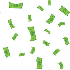 Dollar bills seamless pattern. Money falling from sky, illustration texture background.