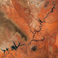 Lake Powell, a man made reservoir on the Colorado River, straddling the border between Utah and Arizona, USA - contains modified Copernicus Sentinel Data (2018)