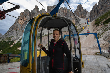 Gondola lift to Forcella Staunies, Monte Cristallo group, Dolomites, Italy