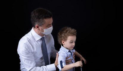Businessman wearing white shirt and tie working at home
