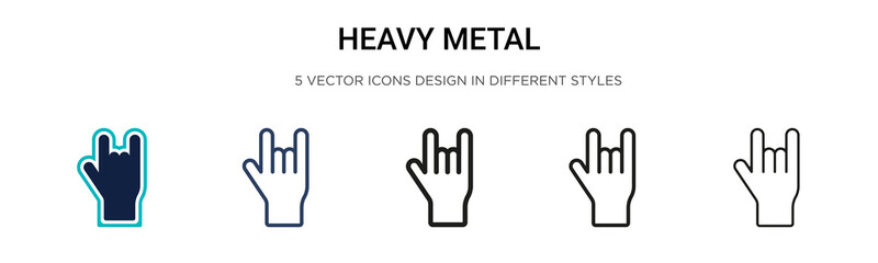 Fototapeta premium Heavy metal icon in filled, thin line, outline and stroke style. Vector illustration of two colored and black heavy metal vector icons designs can be used for mobile, ui,
