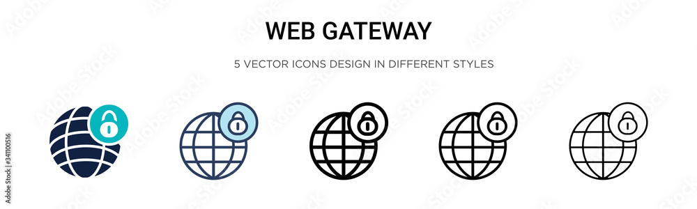 Wall mural web gateway icon in filled, thin line, outline and stroke style. vector illustration of two colored 