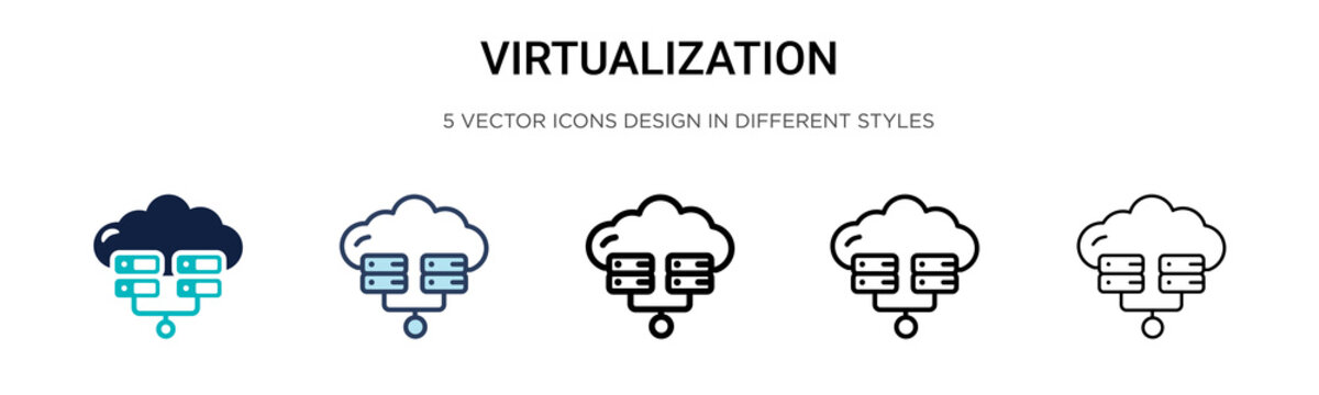 Virtualization Icon In Filled, Thin Line, Outline And Stroke Style. Vector Illustration Of Two Colored And Black Virtualization Vector Icons Designs Can Be Used For Mobile, Ui,