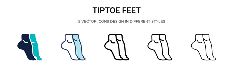 Tiptoe feet icon in filled, thin line, outline and stroke style. Vector illustration of two colored and black tiptoe feet vector icons designs can be used for mobile, ui,