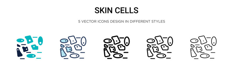 Skin cells icon in filled, thin line, outline and stroke style. Vector illustration of two colored and black skin cells vector icons designs can be used for mobile, ui,