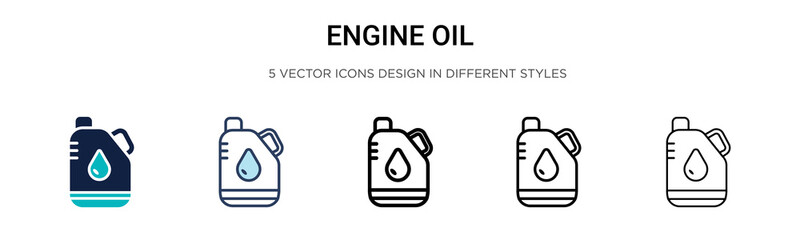 Fototapeta premium Engine oil icon in filled, thin line, outline and stroke style. Vector illustration of two colored and black engine oil vector icons designs can be used for mobile, ui,