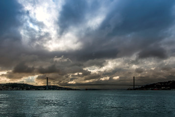 Fototapeta na wymiar Istanbul, Turkey, 19 December 2017: Bosphorus Bridge, Uskudar