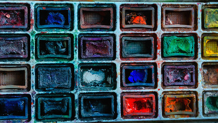 set of vintage colorful boxes