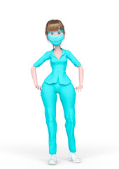 nurse cartoon in white background