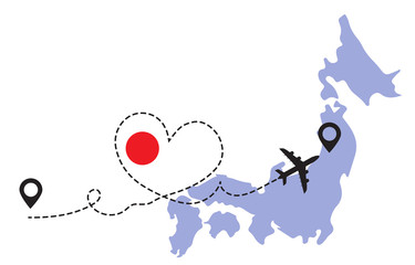 Travel to Japan by airplane concept. I love South Korea vector illustration