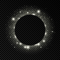 Silver circle frame with glitter