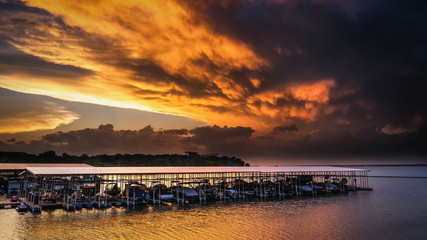 sunset over marine lake grapevine Texas