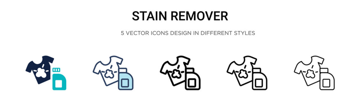 Stain remover icon in filled, thin line, outline and stroke style. Vector illustration of two colored and black stain remover vector icons designs can be used for mobile, ui,