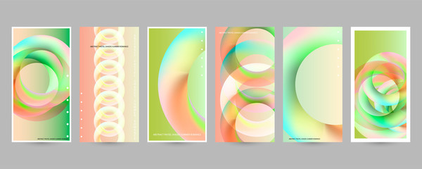 Fototapeta premium Minimal abstraction set posters layout collection with vibrant blurred gradient circles pastel summer shades. Stock illustration eps10