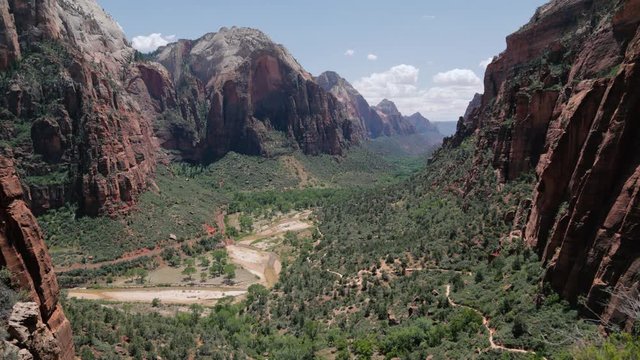 A canyon with Zion National Park in the background