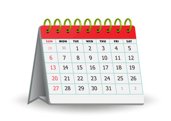 Realistic stand calendar isolated on background.