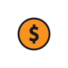 Money Icon dollar coin in flat style