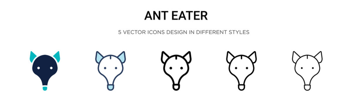 Ant eater icon in filled, thin line, outline and stroke style. Vector illustration of two colored and black ant eater vector icons designs can be used for mobile, ui,