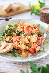 Menemen. Turkish Scrambled Eggs with Tomatoes and Peppers