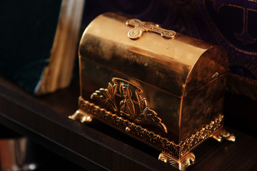 Russian eastern orthodox church golden box
