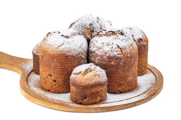 Homemade Easter cake, paska isolated on white background