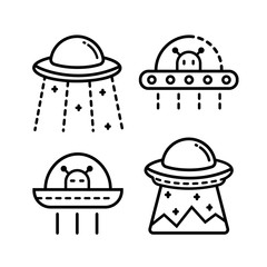 UFO outline graphic vector set in different styles