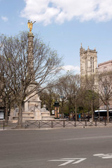 Naklejka premium place du châtelet et tour st Jacques à Paris