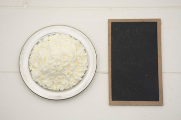 Powdered milk or dehydrated milk.