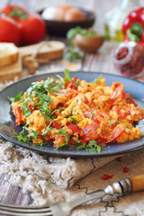 Menemen. Turkish Scrambled Eggs with Tomatoes and Peppers