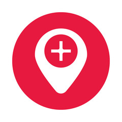 Fototapeta premium medical cross symbol in pin location silhouette gradient style