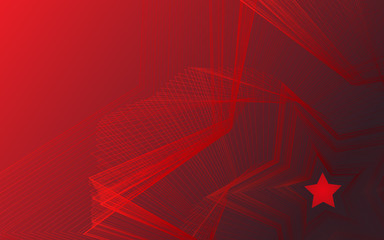 Abstract background from lines, red star on the gradient background. - 341124735