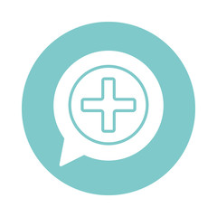 medical cross symbol in speech bubble silhouette gradient style