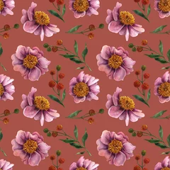 Poster Pattern flowers in watercolor © a_ptichkina
