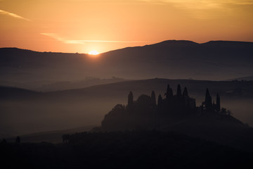 sunrise over the tuscany