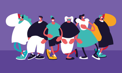 group of people with surgical mask