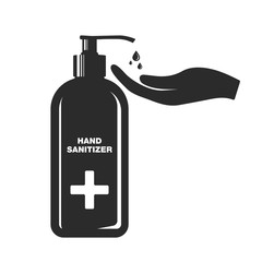 Hand sanitizer bottle icon. Isolated on white background. Hand wash icon vector illustration, EPS. Stop No Infection.