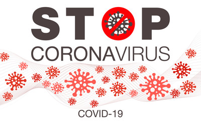 Coronavirus. Stop. Covid-19. No Infection. Dangerous Coronavirus Cell. Bacteria. Caution. Outbreak. Pandemic medical concept. Isolated Vector Icon, Logo, Illustration