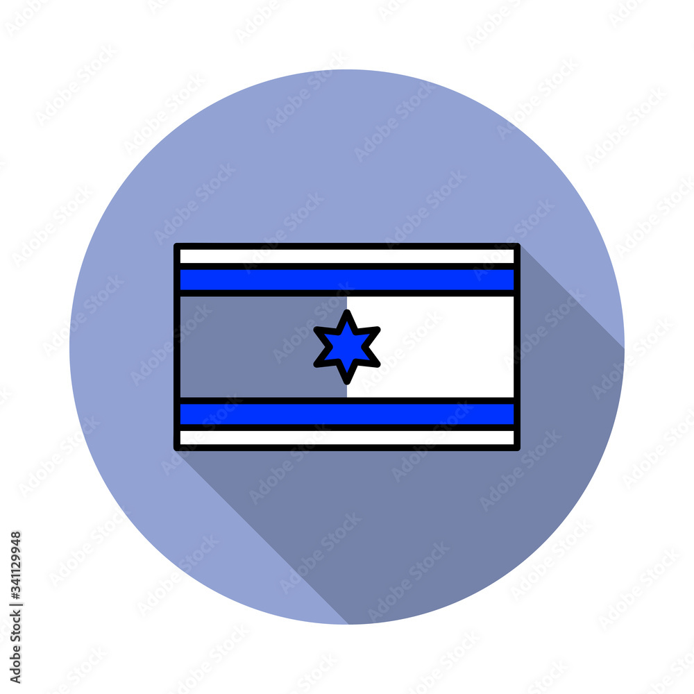 Aufkleber national flag of israel in simple colors with name icon long shadow icon. simple color vector of fla