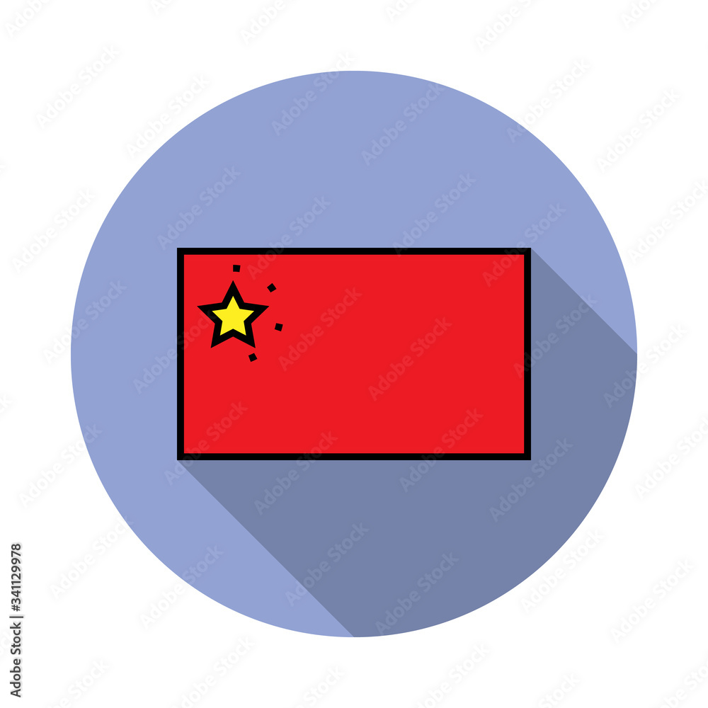 Aufkleber national flag of china in simple colors with name icon long shadow icon. simple color vector of flag