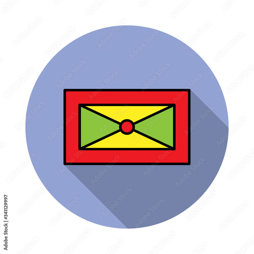 Aufkleber national flag of grenada in simple colors with name icon long shadow icon. simple color vector of fl