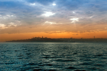 Istanbul, Turkey, 30 January 2010:Topkapi Palace, Historical Peninsula, Sunset