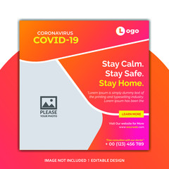 COVID-19 Coronavirus social media banner template for Useful, Grediant color design graphic, informative banner, poster, campaign, ad design for eps 10, Illustrator